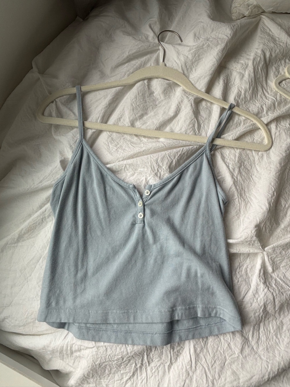 Brandy Melville Light Blue Spaghetti Strap Henley Tank